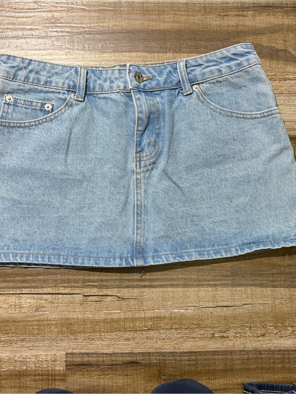 Edikted Light Blue Denim Mini Skirt Size Medium